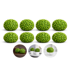 8 Bolinha Buchinho Artificial Decorativa 10cm Kit Bola Grama