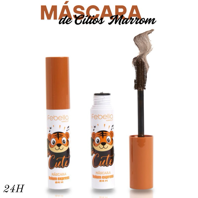 Máscara de Cílios Marrom Febella Cute, Volume com Naturalidade– Volume Natural 24h