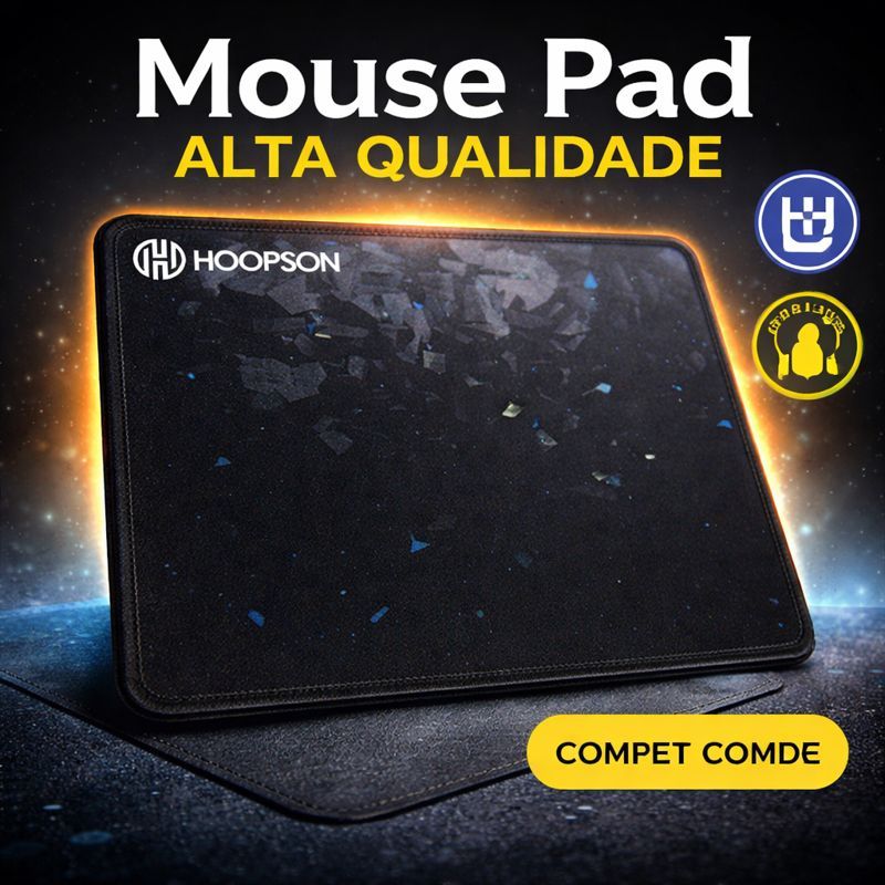 Mouse Pad 22x18cm Antiderrapante Costura Reforçada Base Rígida Precisão confortável PC Notebook