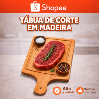 Tábua de Carne Rústica Eucalipto Cabo Esculpido em Oferta na Shopee