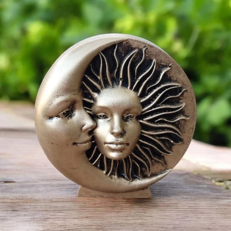 Estátua de decoração Sol e Lua, decoração interna zen