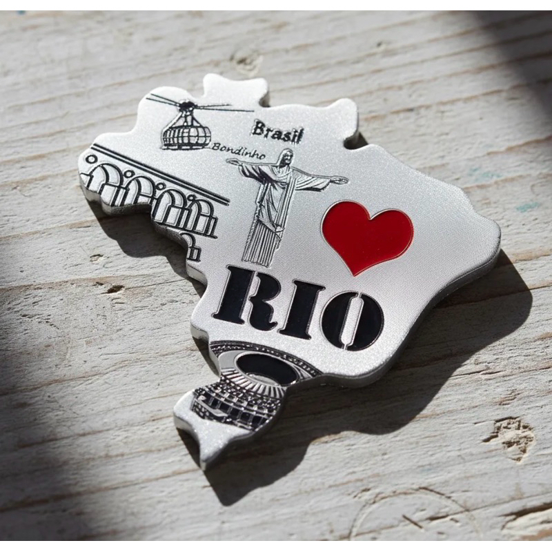 Imã de Geladeira Mapa do Brasil Lembrança do Rio De Janeiro  Cristo Redentor Souvenir