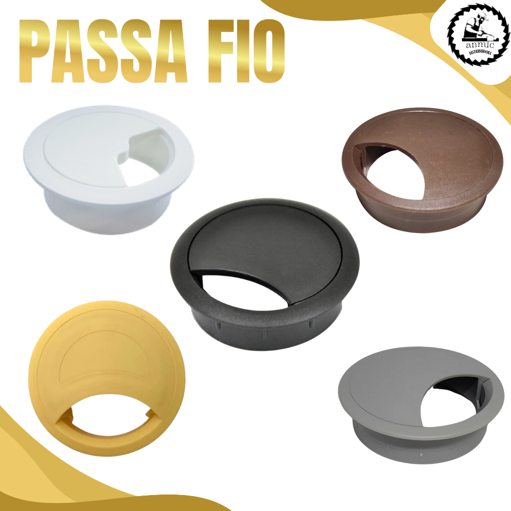 Kit 02 Passa fio e Cabo Pequeno e Grande 45mm ou 59mm Móveis