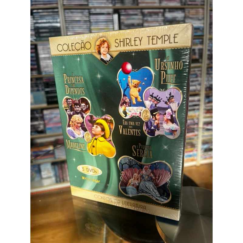 Box 3 DVDs “Coleção Shirley Temple - Contos da Literatura” - novo, lacrado