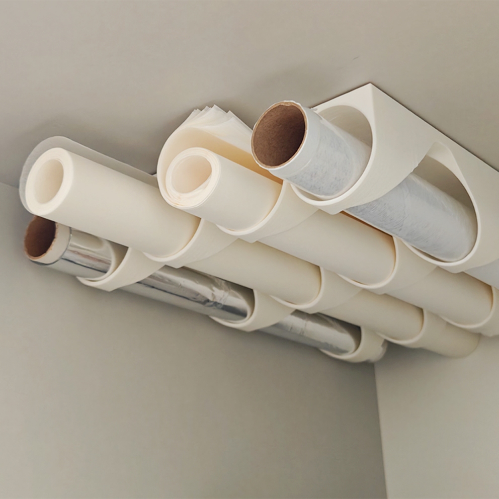 Suporte para Rolos de Cozinha Organizador de Armário - Porta Papel Alumínio, Filme e Papel Toalha