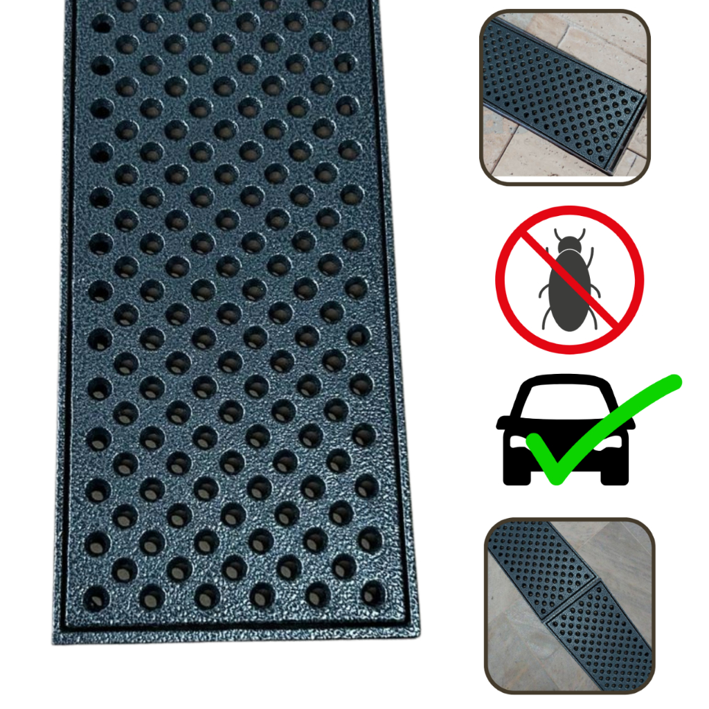 Ralo Linear Grelha Pluvial 15x50 Alumínio Anti Inseto Preta