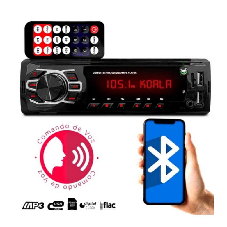 Rádio Som Automotivo Mp3 1 Din Bluetooth 2 USB Sd Auxiliar Carro Universal