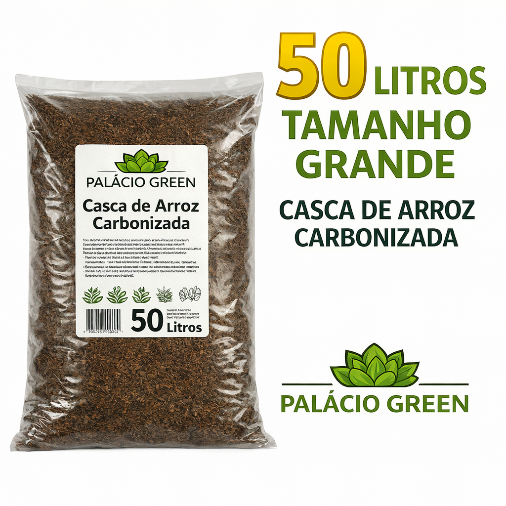 Casca de Arroz Carbonizada 50 Litros Substrato Drenante para Orquídeas, Cactos, Suculentas, Rosa do Deserto
