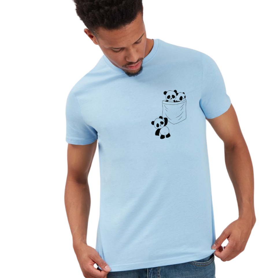 Camiseta Unissex Estampada Três Pandas Conforto e Design Exclusivo