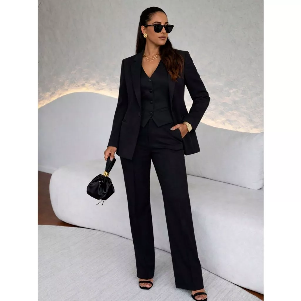 Conjunto Colete Calça e Blazer Alfaiataria Feminino Social — imagem 1