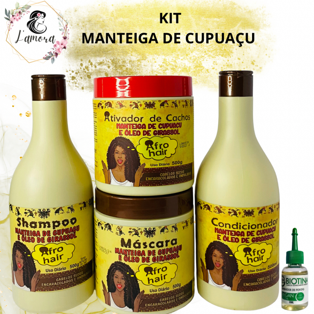 Kit Cabelo Afro Manteiga de Cupuaçu + Ativador de Cachos Cupuaçu + oleo afro 30ml MAYCRENE