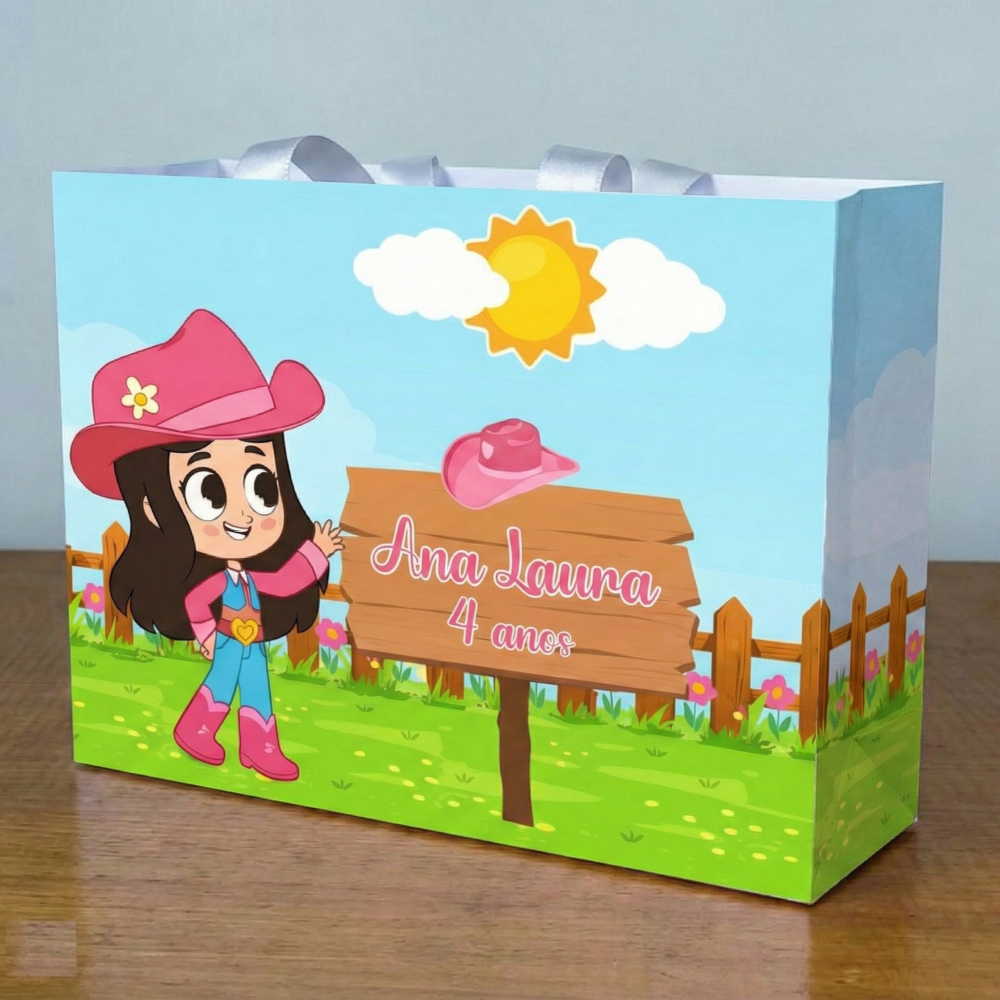 Sacolinha Personalizada Boiadeira - boiadeirinha - Lembrancinhas -mimos -festa infantil -aniversario