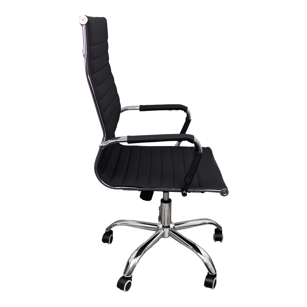 Kit 4 Cadeiras Presidente Eames Esteirinha Diretor Alta Estofada Couro Escritório — imagem 2 de 2