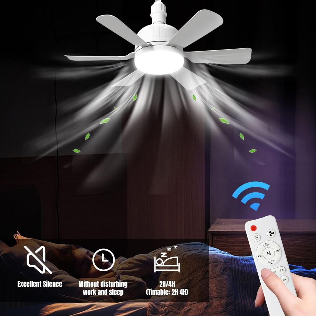 Ventilador Teto 46": Luz LED Tricores Dimível, Controle Remoto/APP, Motor Silencioso Reversível, 6 Vel. – 110V/220V