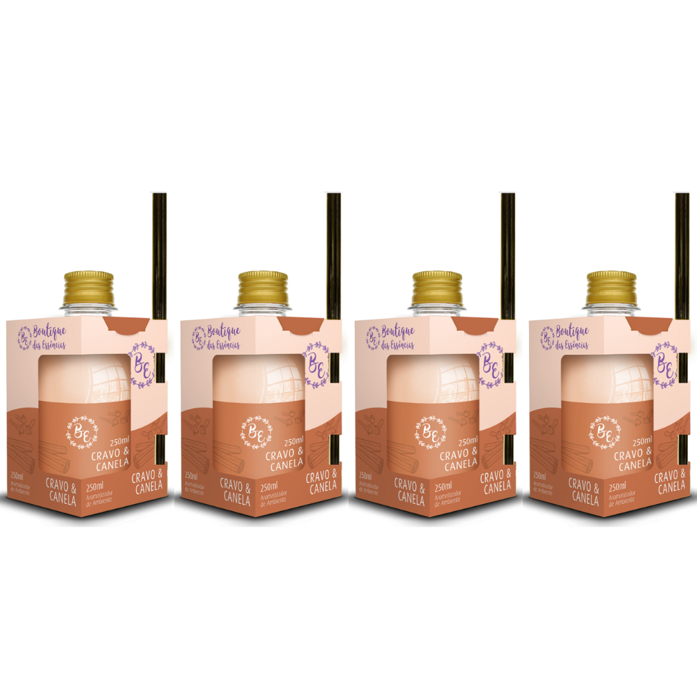 4 Difusor de ambiente Cheirinho 250ml Boutique Cravo E Canela