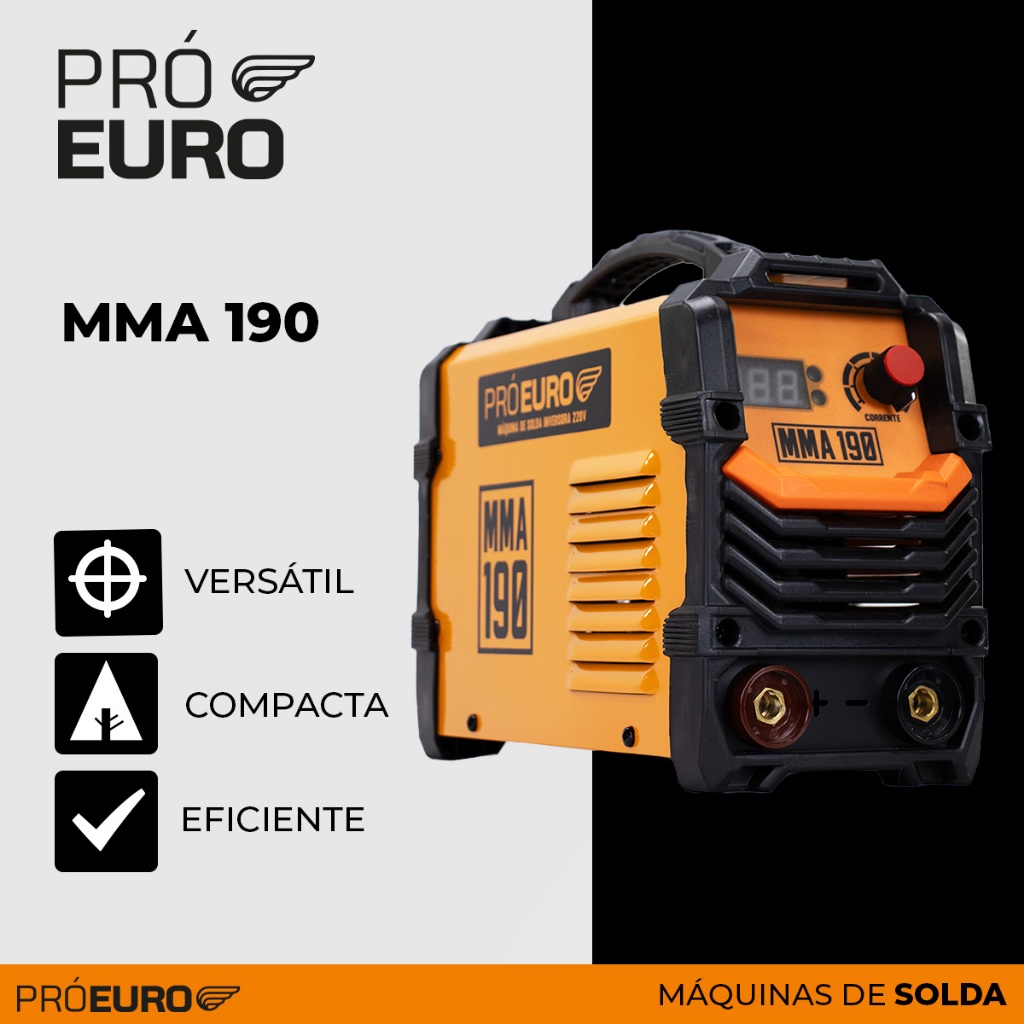 Máquina de Solda Inversora MMA 190A Pró Euro - 220V em Oferta na Shopee