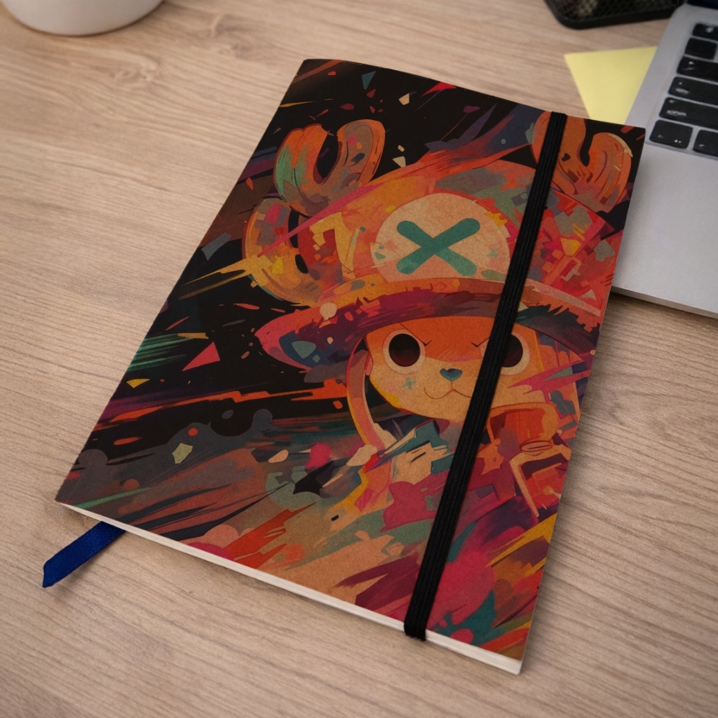 Caderno Sketchbook One Piece Chopper A5 Capa Kraft Rústico | O Médico + cartela de adesivos