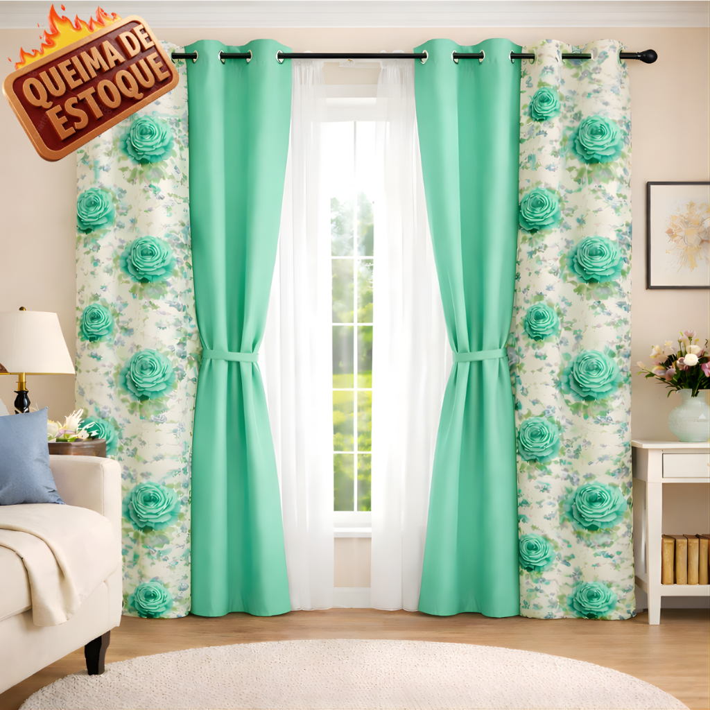 Cortina Para Sala Ou Quarto Amora Estampada 2,00x1,70 Tendência de Verão Envio Imediato em Oferta na Shopee