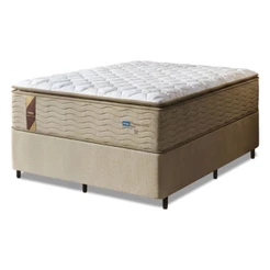 Cama Box Colchão Casal Queen Molas Guarda Costas Max Pillow Top 158x198x78cm Bege / Branco Probel