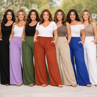 Calça Pantalona Plus Size Duna Feminina Com Elástico Na Cintura Costura Reforçada