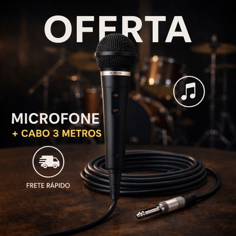 Microfone Profissional com 3Metros de cabo para Karaokê Estúdio, Palestras Eventos Pc Caixa de Som em Oferta na Shopee