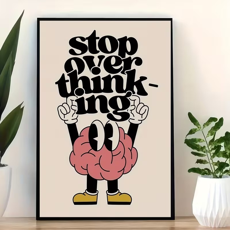 Quadro Stop Overthinking Psicologia | Decoração Quarto Gamer Geek Retrô Prime Frame em Oferta na Shopee