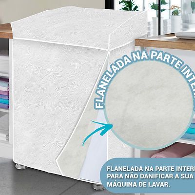 Capa Maquina de Lavar Tampa e Saia FLANELADA Brastemp Electrolux Consul Todos os Tamanhos