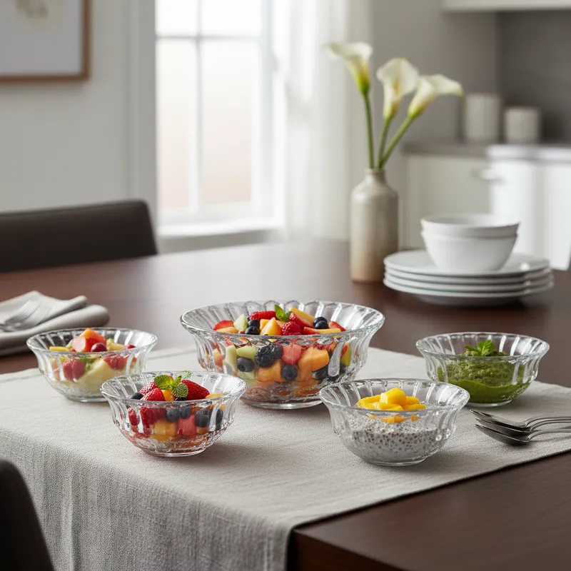 Conjunto de 7 Bowl Konia de Vidro 6pçs 245ml / 1pçs 1,4L