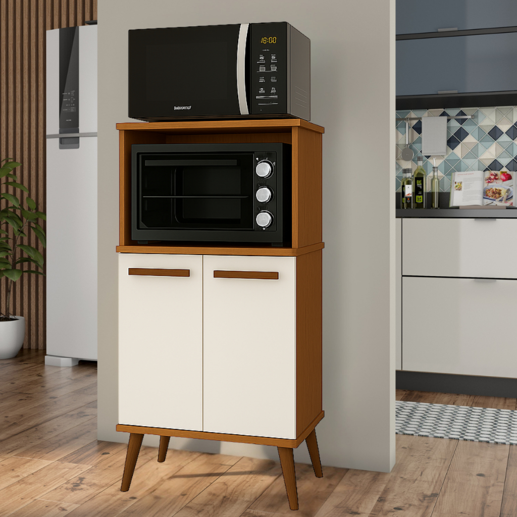 Imagem Paneleiro Organizador de Cozinha para Microondas e Forno 2 Portas Lisboa