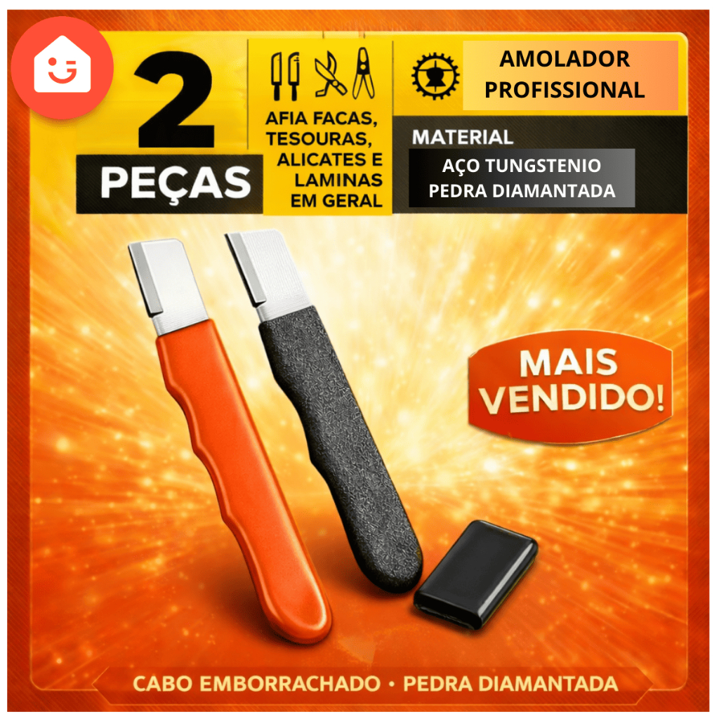 Kit 2 Afiador Amolador de Facas Tesouras Laminas Aço Profissional Tungstênio Pedra Diamantada