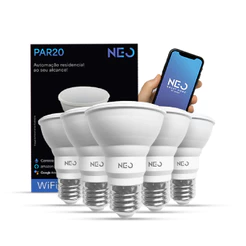 Kit 5 Lampada Led Par20 Smart Inteligente Wi-fi 2.4 GHz 7w 2700K/6500K RGB E27 Branco