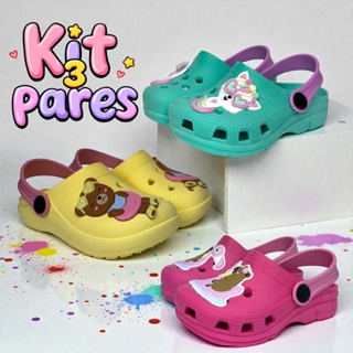 Kit 3 Pares Sandalia Babuche Infantil Personagens Para Menina em Oferta na Shopee