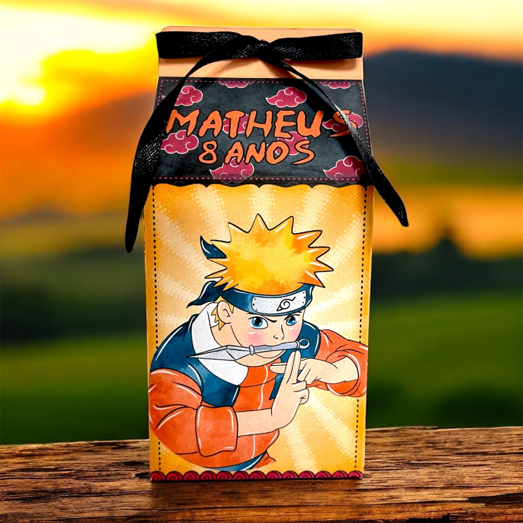 Detalhes do 20 Caixinhas Milk  Personalizada Naruto Cute Com Nome  e idade Lembrancinha Para  Festa