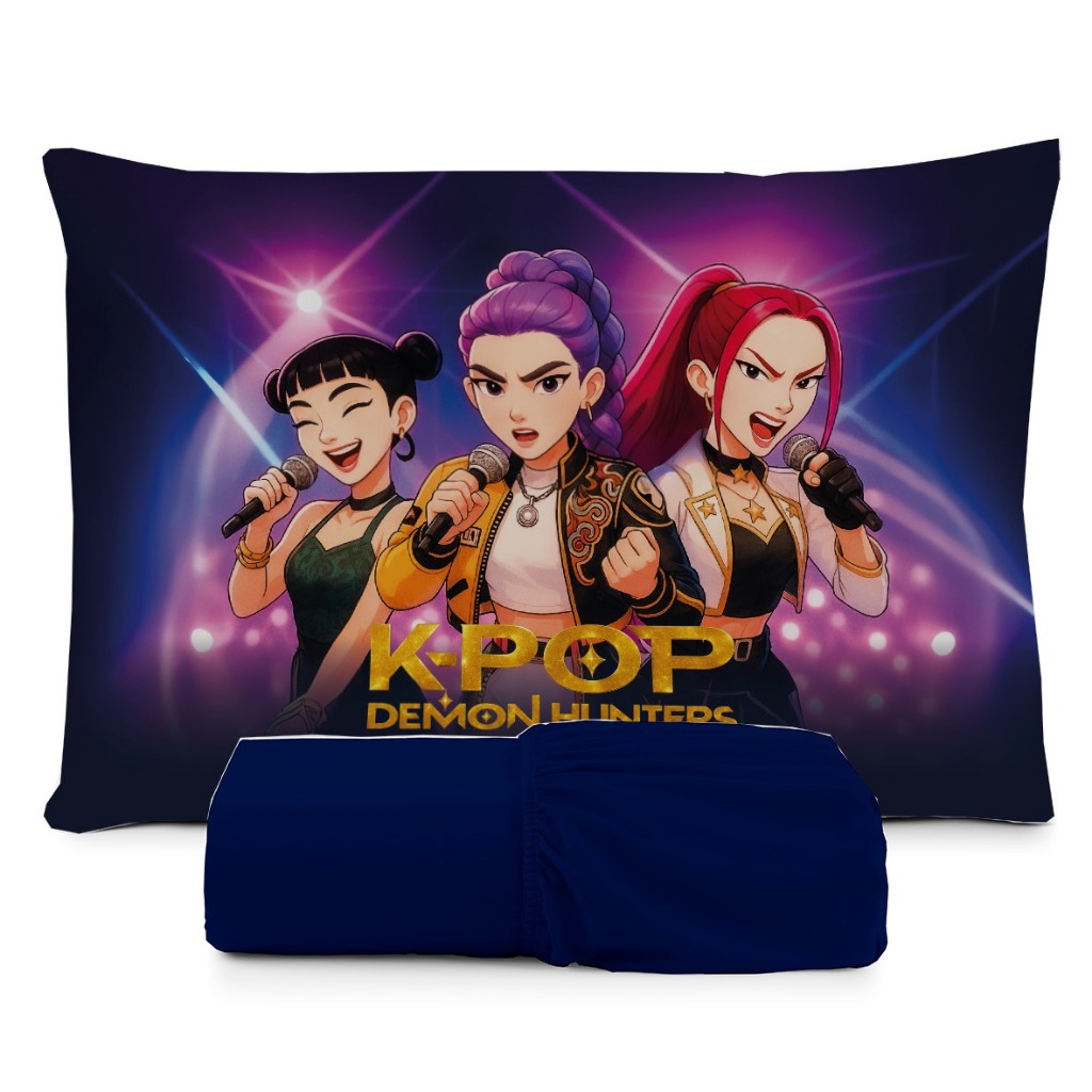 ￼JOGO DE LENÇOL SOLTEIRO INFANTIL GUERREIRAS DO K POP, LENÇOL DE ELASTICO COM A FRONHA DE TRAVESSEIRO em Oferta na Shopee