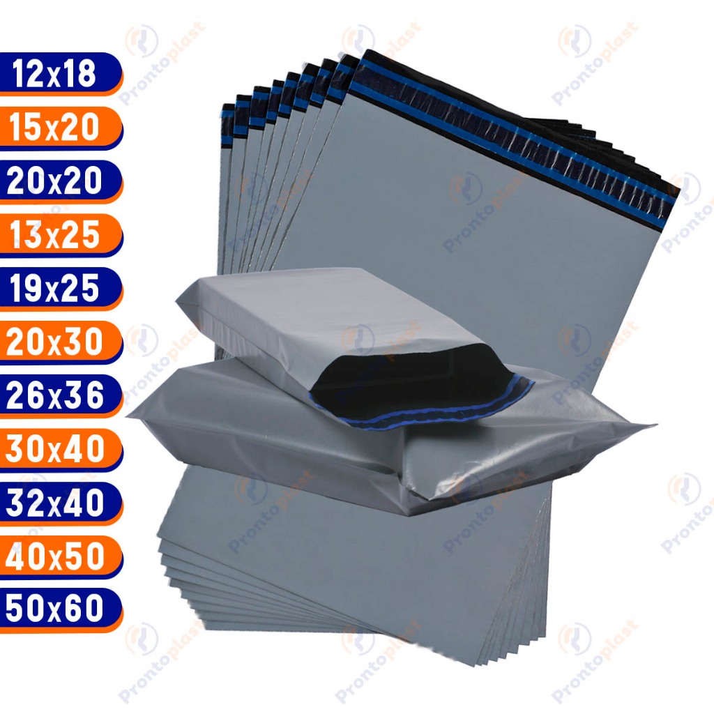 100 Envelope de Segurança Cinza Saco Envio Lacre Inviolável (40x50 e 50x60 são 50 unidades) em Oferta na Shopee