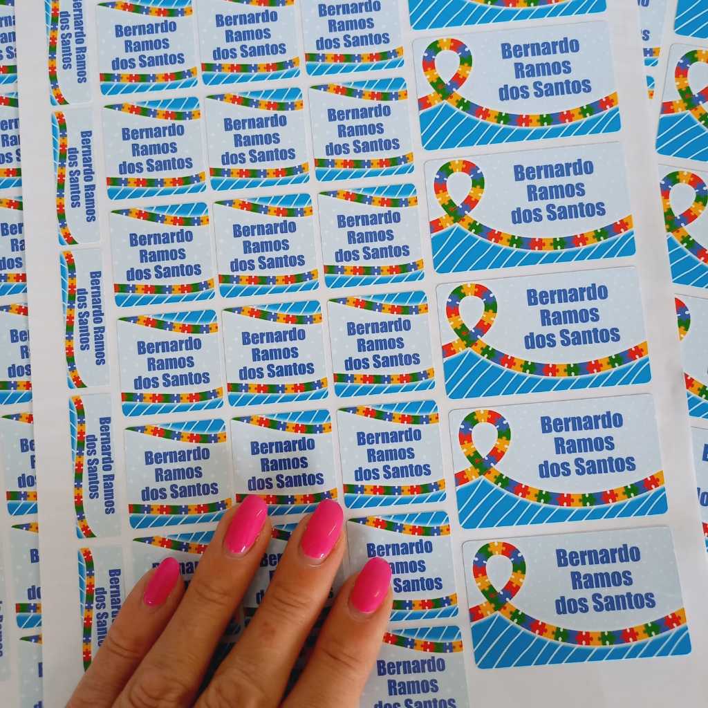 Kit 90 Etiquetas Escolares Personalizadas Tema Autismo Ideal para Material Escolar em Oferta na Shopee