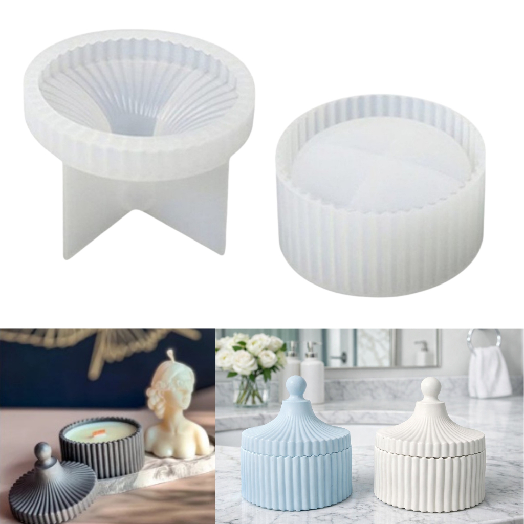 Molde Silicone Pote Porta Jóias Gesso Resina Cimento Vaso 3D