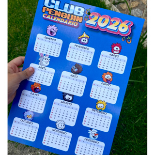 calendário 2026 Puffles Club Penguin! em Oferta na Shopee