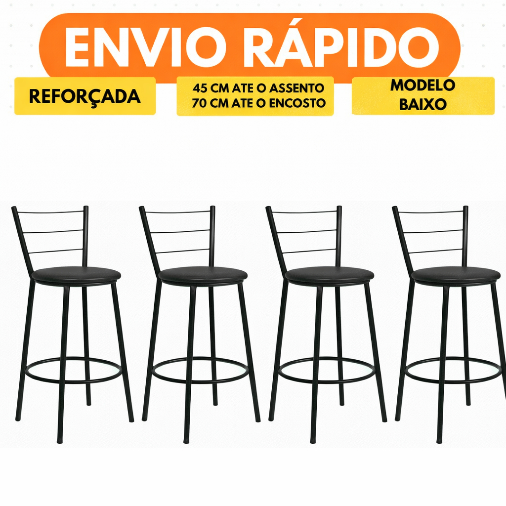 Kit 4 Banqueta Baixa Moderna Para Bar Balcao Cozinha Diversas Cores em Oferta na Shopee