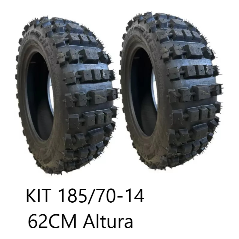 KIT 2 Pneus trilha 185/70-14 Biscoito Recapado Off road Gaiola Girico Agricola Silver tyres