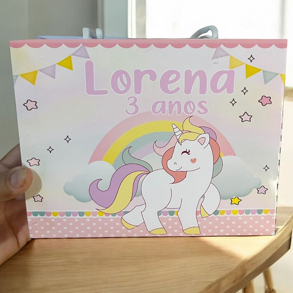 Sacolinha UNICÓRNIO Personalizado Sacolinha Lembrancinha Aniversário UNICÓRNIO PEGUE E MONTE