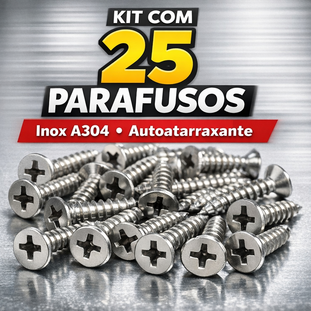 Kit 25 Parafusos Inox A304 Autoatarraxante | Cabeça Chata Philips em Oferta na Shopee