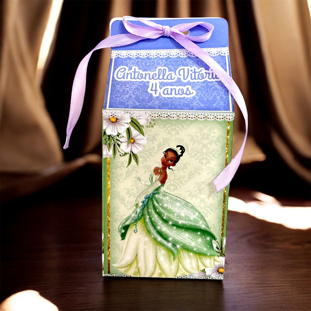 20 Caixinhas Milk  Personalizada  Princesa e o Sapo Com Nome  e idade Lembrancinha Para  Festa