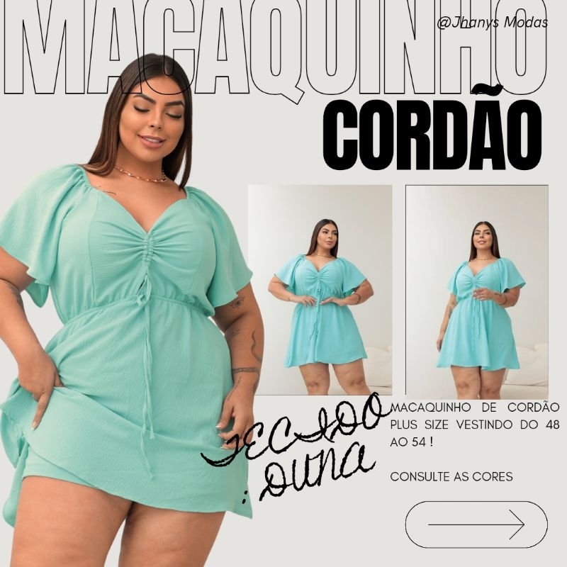 Macaquinho Feminino Plus Size De Cordao Com Shorts - Tendencia 2026