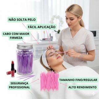 Cotonete Alongamento de Cilios Aplicador microbrush 100und Fino Regular Estetica Lash Designer em Oferta na Shopee
