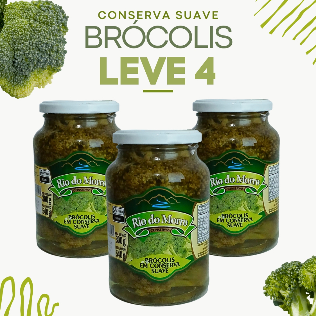 Kit 4 Brócolis Em Conserva Suave 300g Rio Do Morro