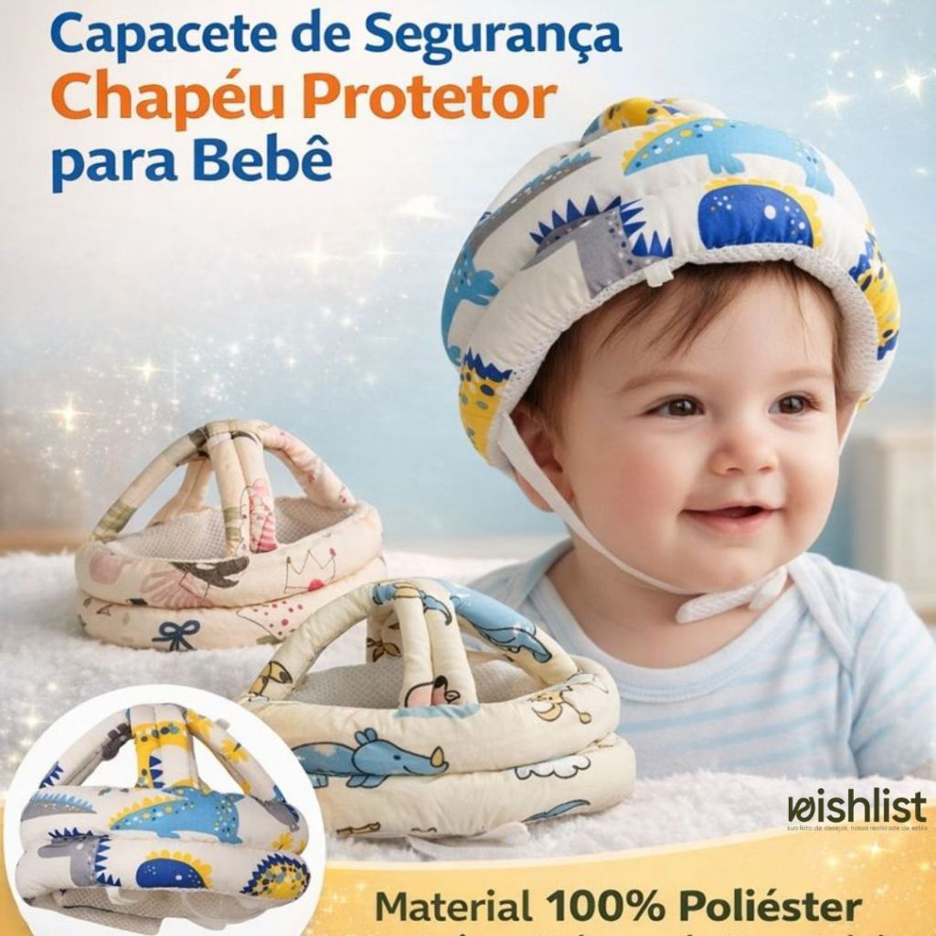 Capacete Chapéu Segurança Bebê  Ajustável Confortável Leve Primeiros Passos Infantil