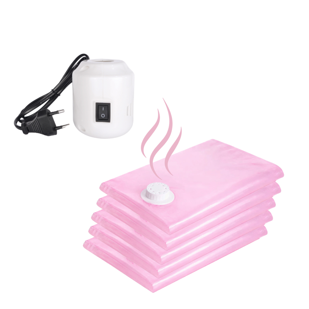 5 Saco À Vácuo Perfumado Rosas Organizador + Bomba Elétrica 110V ou 220V