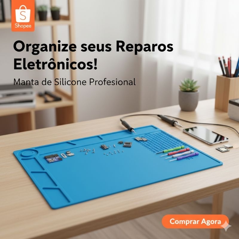 Manta Magnética Antiestática S-130 Original Silicone 25x35cm p/ Manutenção Celular e Eletrônicos Bga