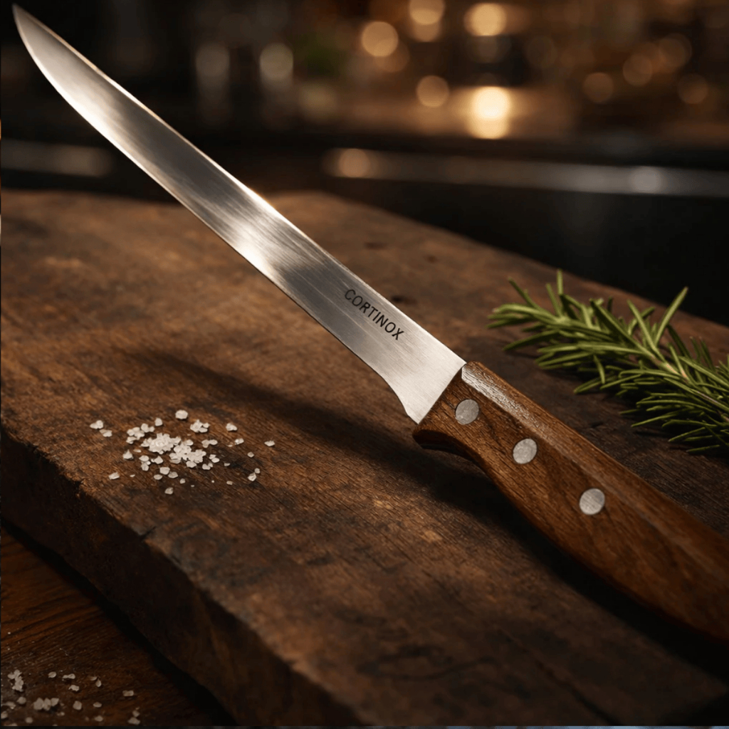 Faca de Corte Bravo 35cm Aço Inox com Cabo de Madeira para Corte Preciso para Churrasco Profissional